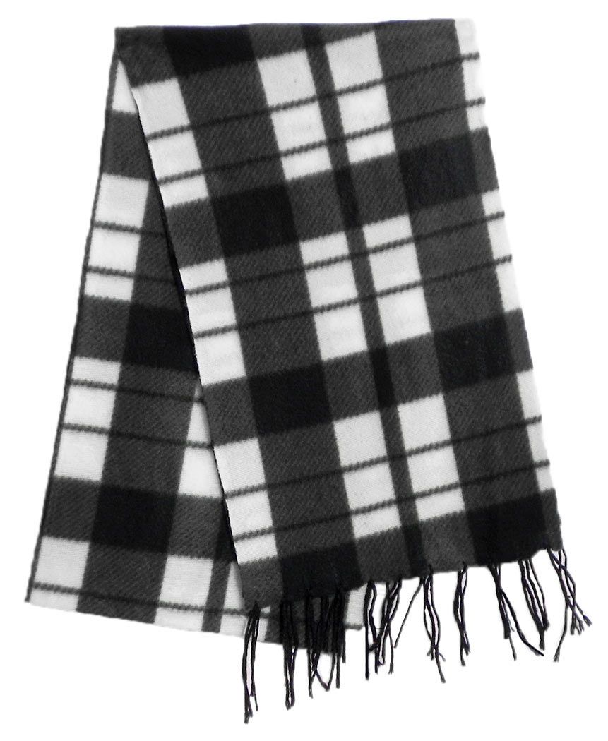 White and Black Check Woolen Muffler - 13 x 80 inches