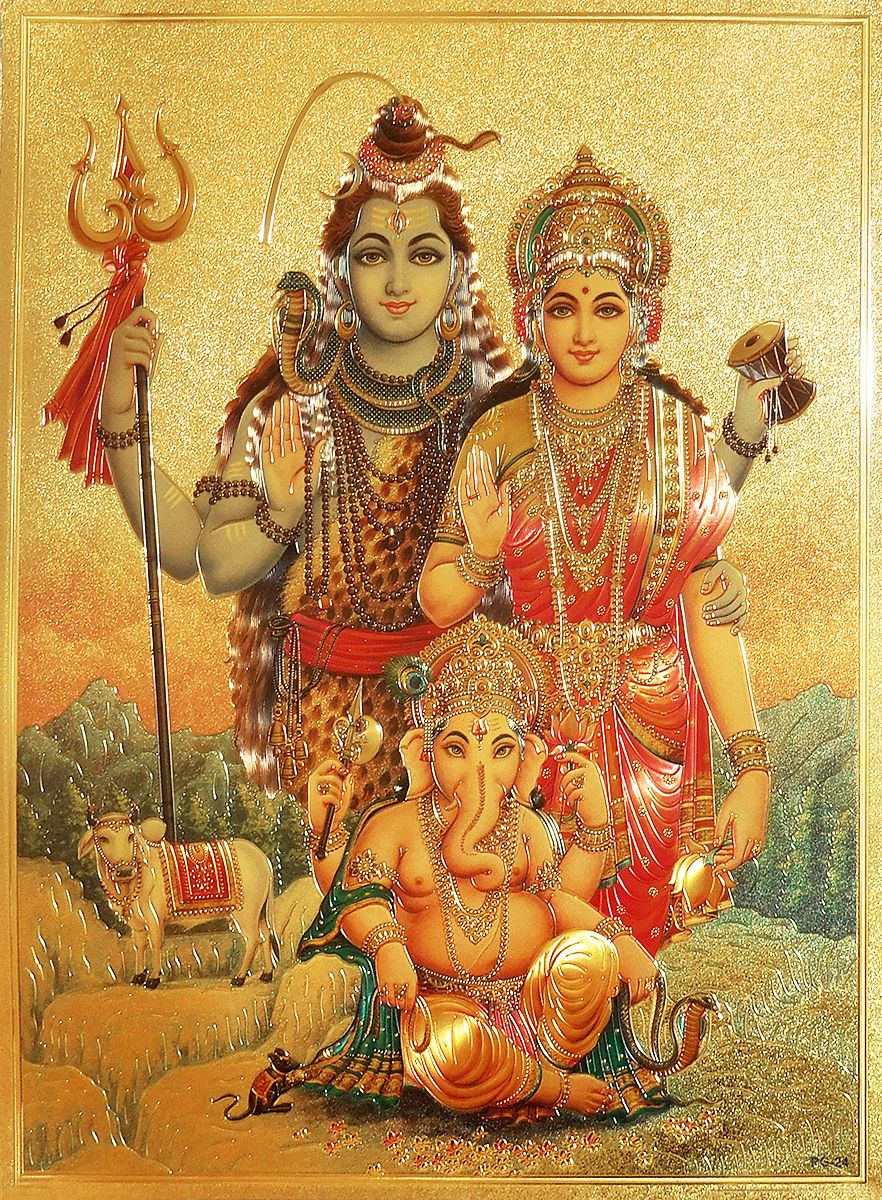 Lord Shiva, Parvati and Ganesha