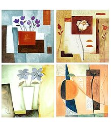 Set of 4 Flowers and Abstract Posters