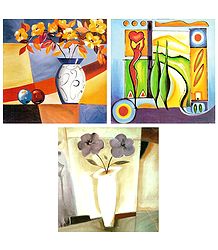 Set of 3 Abstract and Flower Posters