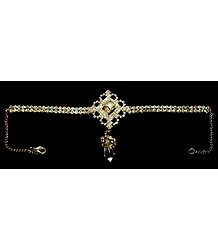 White Stone Studded Gold Polish Armlet (To Wear on Upper Arm)