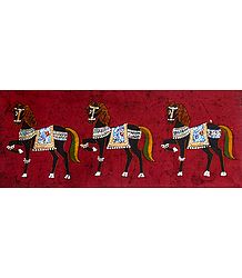 3 Royal Horses - Batik Painting