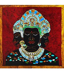 Trimurti - Brahma, Vishnu and Maheshwar - Batik Painting on Cloth