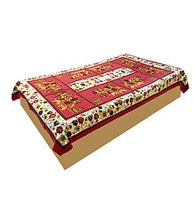 King on Elephant with Floral Print on Red Cotton Single Bedspread
