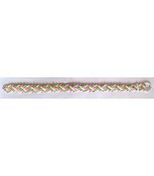 Green, Pink, White Cloth and Sequin Braided Belt
