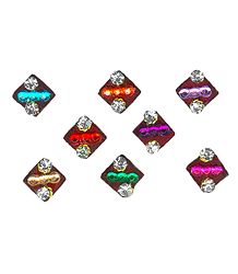 Colorful Stone Studded Square Bindis