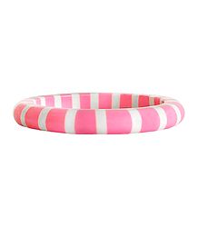 White Stripe on Pink Acrylic Bracelet