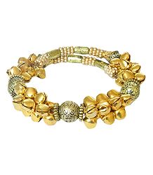 Golden Metal Bead Spring Bracelet