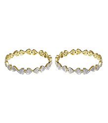 Pair of Stone Studded and Gold Plated Bangles