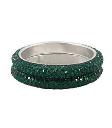 A Pair of Cyan Green Stone Studded Bangles