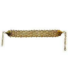 Stone Studded Golden Metal Band Bracelet