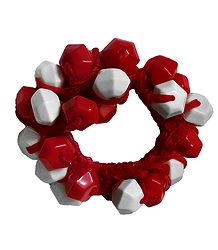 Red and White Acrylic Beaded Stretch Bracelet