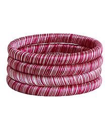 Red and White Thread Bangles