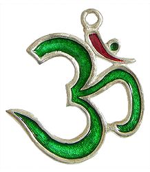 Green Lacquered on Brass Om