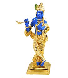 Murlidhara Krishna - Gold Plated Statue