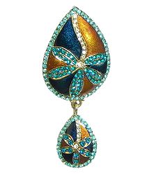 Stone Studded Laquered Leaf Shaped Brooch