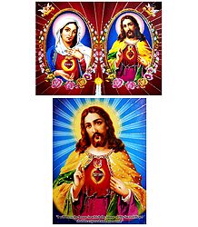 Jesus Christ and Mother Mary - Set of 2 Glitter Posters