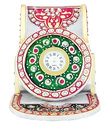 Decorative Marble Table Clock with Mobile Holder