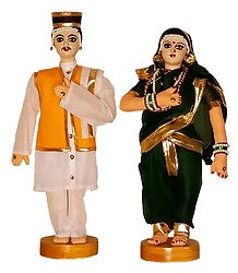 Maharashtrian Couple - Set of of 2 Cloth Dolls