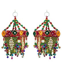 Set of 2 Decorative Wall Hanging with Mirror and Bead Work - Show Piece