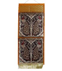 Peacock Design Brocade Silk Magazine Holder with Two Pockets