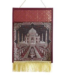 Maroon Brocade Silk Magazine and Paper Holder with One Pocket