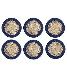 Set of 6 Hand Woven Grass Fibre Table Coasters