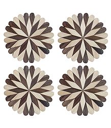 Set of 4 Flower Shaped Wooden Coasters