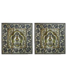 Set of 2 Silk Cushion Covers with Elephant Design