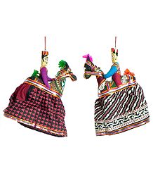 Pair of Kachi Gori Dancing Dolls - Wall Hanging