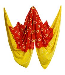 Saffron with Yellow Bandhni Cotton Chunni