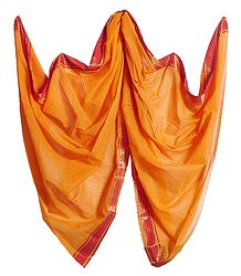 Yellow with Red Stripe Bengal Handloom Cotton Chunni