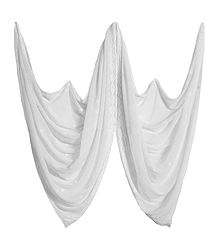 Embroidered White Synthetic Dupatta
