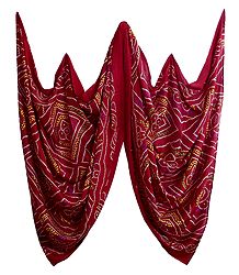 Art Silk Red Bandhej Chunni
