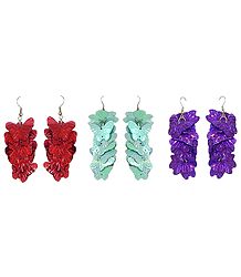 Set of 3 Pairs of Red, Blue and Purple Acrylic Butterfly Earrings