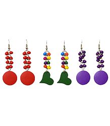 Set of 3 Pairs Multicolor Acrylic Dangle Earrings
