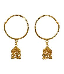 Gold Plated Ring Jhumka Earrings