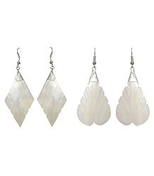 Set of 2 Pairs Leaf Shell Earrings