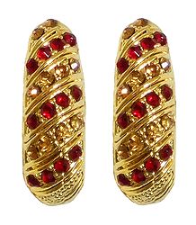 Stone Studded with Gold Plated Earrings