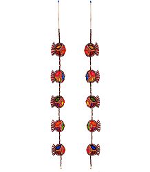 Set of 2 Hand Painted Hanging Fish with Beads - Perforated Leather Crafts