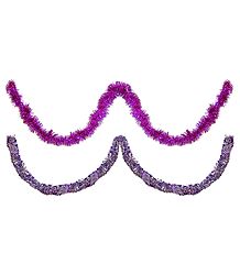 Set of 2 Decorative Magenta and Purple with White Paper Streamer