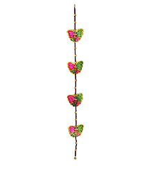 Hand Painted Hanging Butterfly with Beads - Perforated Leather Crafts from Andhra Pradesh