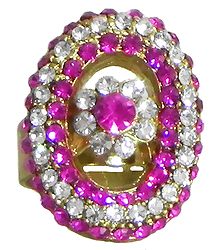 Faux Ruby and White Zirconia Ring Ring