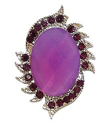Light Mauve and Dark Purple Stone Studded Adjustable Ring