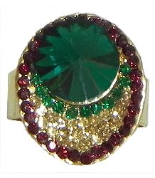 Three Color Zirconia Stone Studded Ring