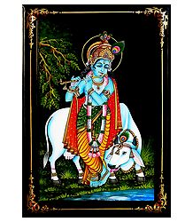 Cowherd Krishna - Nirmal Painting on Wood