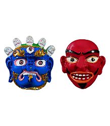 Mahakal  and Tribal Mask - Set of 2 Magnet