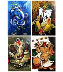 Lord Ganapati - Set of 4 Posters