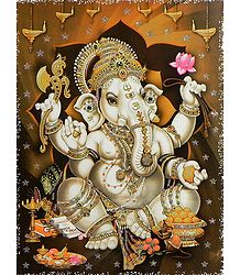 Ganesha with Modakam - Glitter Poster