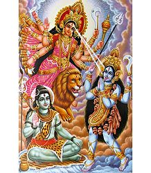 Durga is Creating Kali from Her Third Eye - Poster